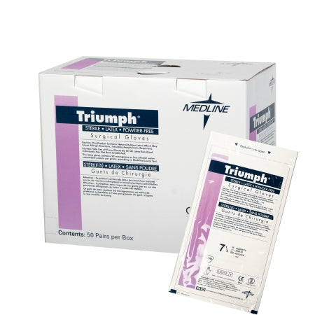 Triumph - Surgical Glove Size 6 Sterile Pair Latex Extended Cuff Length Smooth White Not Chemo Approved - Medline - MSG2260