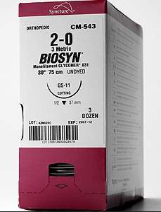 Biosyn - Suture with Needle Absorbable Uncoated Violet Suture Monofilament Polyester Size 6 - 0 30 Inch Suture 1-Needle 13 mm Length 1/2 Circle Taper Point Needle - UM-986