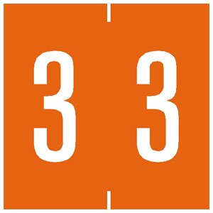 Tabbies - Pre-Printed Label Chart Tab Orange 3 | 3 White Numeric 1-7/8 Inch - 94903