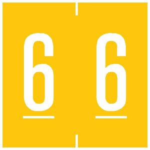Tabbies - Pre-Printed Label Chart Tab Yellow 6 | 6 White Numeric 1-7/8 Inch - 94906