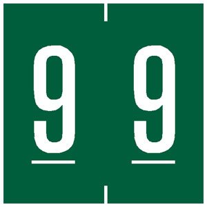 Tabbies - Pre-Printed Label Chart Tab Teal 9 | 9 White Numeric 1-7/8 Inch - 94909