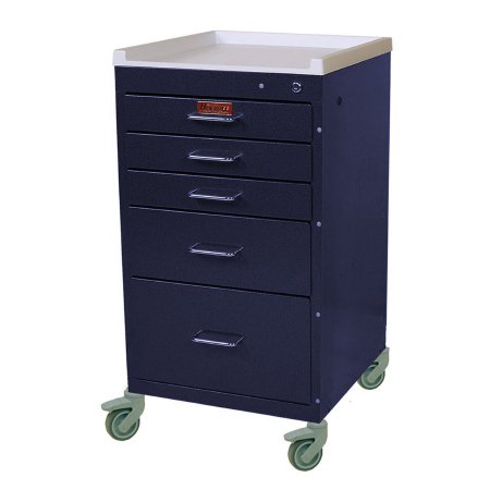 Mini-Line - Treatment Cart Steel 18 X 33.75 X 18 Inch Navy Blue 15 X 16.75 Inch, Three 3 Inch, One 6 Inch, One 9 Inch Drawers - 3145K