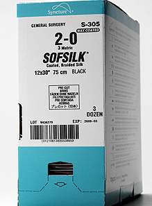 Covidien Sofsilk Suture with Needle Nonabsorbable Coated Black Suture Braided Silk Size 2-0 30 Inch Suture 1-Needle 30 mm Length 1/2 Circle Taper Point Needle - GS823