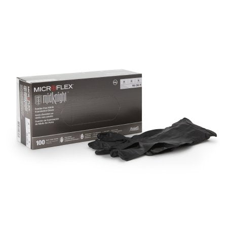 Midknight - Exam Glove Medium NonSterile Nitrile Standard Cuff Length Fully Textured Black Not Chemo Approved - MK-296-M