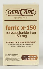McKesson Geri-Care Mineral Supplement Iron 150 mg Strength Capsule 100 per Bottle - 777-01-GCP