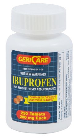 McKesson Geri-Care Pain Relief 200 mg Strength Ibuprofen Tablet 250 per Bottle - 941-25-GCP