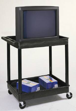 Luxor Utility Cart Polyethylene Plastic 32 X 24 X 37.5 Inch 2 Shelves Gray - TC11-G