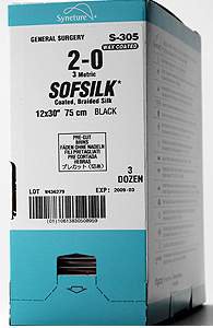 Sofsilk - Suture with Needle Nonabsorbable Coated Black Suture Braided Silk Size 4 - 0 18 Inch Suture 1-Needle 13 mm Length 3/8 Circle Reverse Cutting Needle - S-1783K