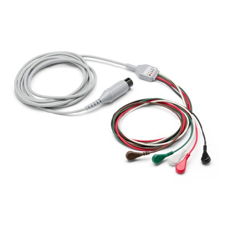 Welch Allyn ECG Cable 12 Foot, 5 Attached Snap Leads, AAMI For Propaq CS Monitor - 008-0313-00