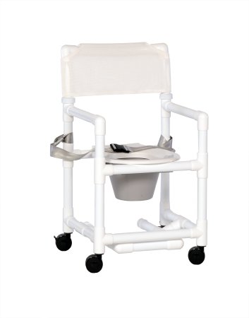 ipu Standard - Commode / Shower Chair Fixed Arm PVC Frame Mesh Back 17-1/4 Inch Seat Width - VL SC17 P FRSB WHITE