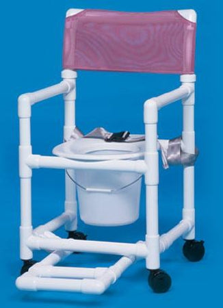 IPU Standard Commode / Shower Chair Fixed Arm PVC Frame Mesh Back - VL SC17 WINEBERRY