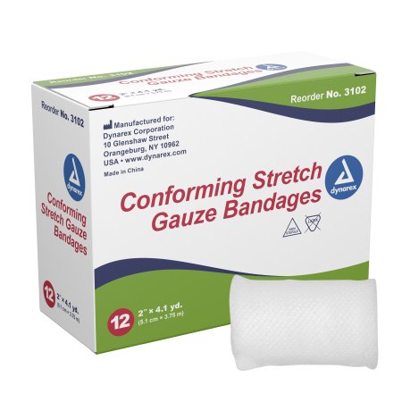Dynarex - Conforming Bandage Polyester 1-Ply 2 Inch X 4-1/10 Yard Roll Shape NonSterile - 3102