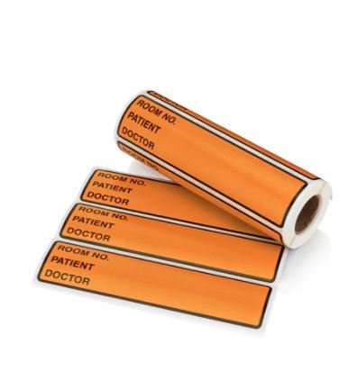 Carstens - Pre-Printed Label Advisory Label Orange Room No. _Patient_Doctor Black Communication 1-1/2 X 4 Inch - 1655-07