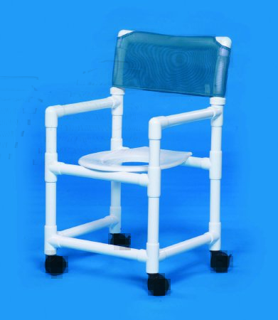 Standard - Commode / Shower Chair Fixed Arm PVC Frame Mesh Back 17-1/4 Inch Seat Width - VL SC17 P BLU