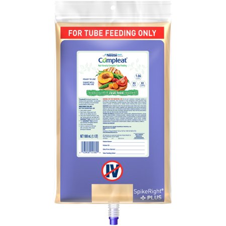 Nestle Healthcare Nutrition Compleat Spike Right Plus Tube Feeding Formula 1000 mL Bag Ready to Hang Unflavored Adult - 10043900141807