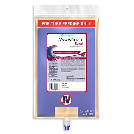Nestle Healthcare Nutrition Novasource Renal Tube Feeding Formula 1000 mL Bag Ready to Hang Unflavored Adult - 10043900351800