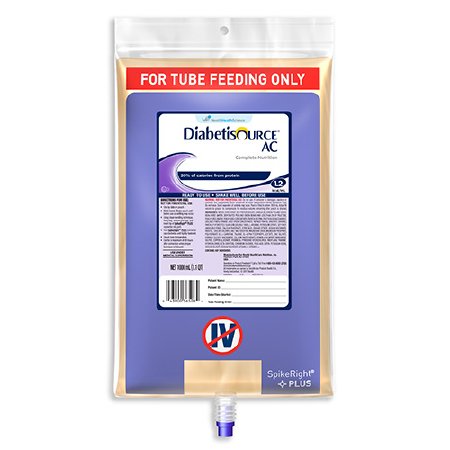 Nestle Healthcare Nutrition Diabetisource AC Tube Feeding Formula 1000 mL Bag Ready to Hang Unflavored Adult - 10043900365081