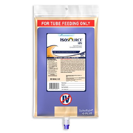 Nestle Healthcare Nutrition Isosource HN Tube Feeding Formula 1000 mL Bag Ready to Hang Unflavored Adult - 10043900184804