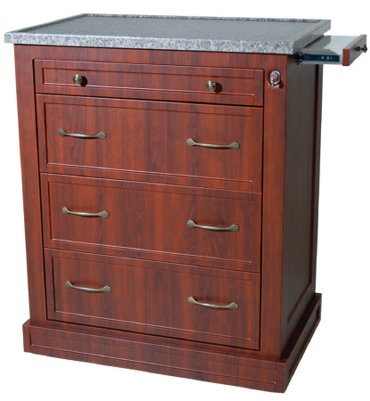 Harloff Punch Card Medication Cart Aluminum Frame / Wooden Laminate 45 X 35-1/2 X 22-1/2 Inch 4 Drawers Cherry Mahogany - WL480PC-DC