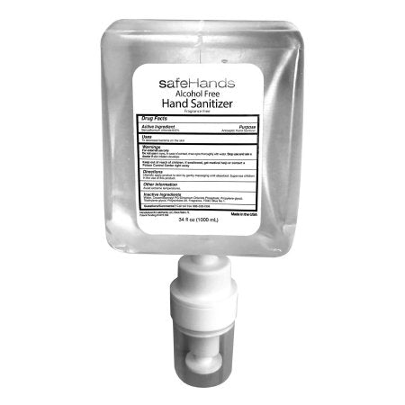 safeHands - Alcohol-Free Hand Sanitizer 1,000 mL BZK (Benzalkonium Chloride) Foaming Dispenser Refill Bottle - SHU-1008-4