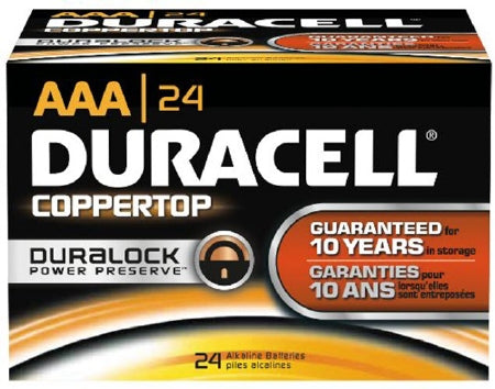 Duracell Duracell Coppertop Alkaline Battery AAA Cell 1.5V Disposable 24 Pack - N2400BKD
