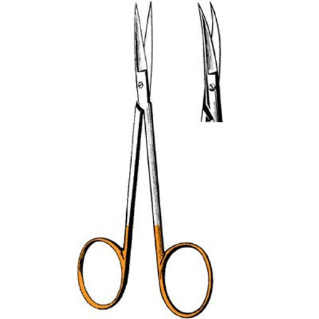 Sklar Surgi-OR Iris Scissors 4-1/2 Inch Length Office Grade Stainless Steel / Tungsten Carbide NonSterile Finger Ring Handle Curved Sharp/Sharp - 95-125