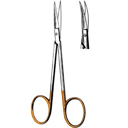 Surgi-OR - Iris Scissors 4-1/2 Inch Length Office Grade Stainless Steel / Tungsten Carbide NonSterile Finger Ring Handle Curved Sharp Tip / Sharp Tip - 95-125
