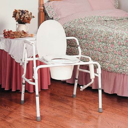 Patterson Medical Supply Commode Chair Fixed Arm Steel Frame 19 to 21 Inch Height - A92407