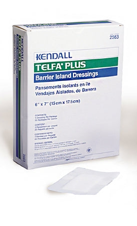 Cardinal Telfa Plus Adhesive Dressing 6 X 7 Inch NonWoven Rectangle White Sterile - 2563
