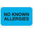 Tabbies Pre-Printed Label Allergy Alert No Known Allergies Light Blue 7/8 X 1-1/2 Inch - AP1510