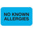 Tabbies - Pre-Printed Label Allergy Alert Light Blue No Known Allergies Black Alert Label 7/8 X 1-1/2 Inch - MAP1510