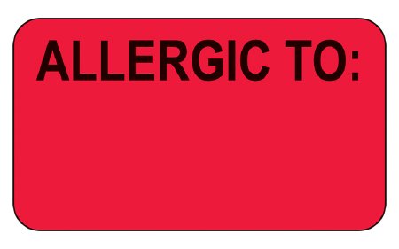 Health Care Logistics Barkley Pre-Printed Label Allergy Alert Allergic To Red 1 X 1-3/4 Inch - 17618