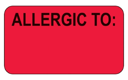 Barkley - Pre-Printed Label Allergy Alert Red Paper Allergic To Black Alert Label 1 X 1-3/4 Inch - 17618