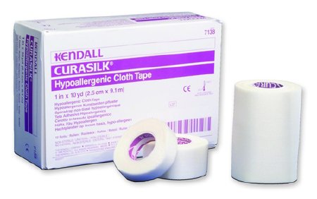 Cardinal Kendall Hypoallergenic Medical Tape Silk-Like Cloth 1 Inch X 10 Yard White NonSterile - 7138C