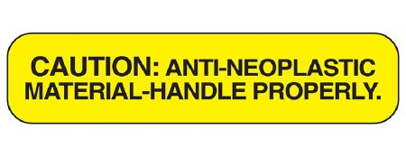 Barkley - Pre-Printed Label Warning Label Yellow Paper Caution Anti-Neoplastic Material Black 3/8 X 1-5/8 Inch - 2136