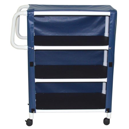 Mjm International - Linen Cart with Cover 3 Shelves 100 lbs. per Shelf Weight Capacity PVC 3 Inch Twin Casters - 332-3C VINYL ROYAL BLUE