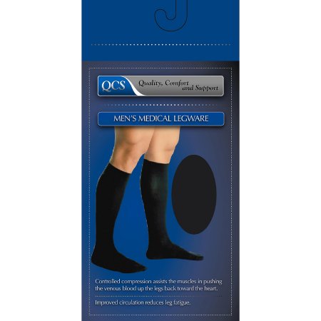 QCS - Compression Socks Knee High Medium / Large Black Closed Toe - 1652 BLA M/L