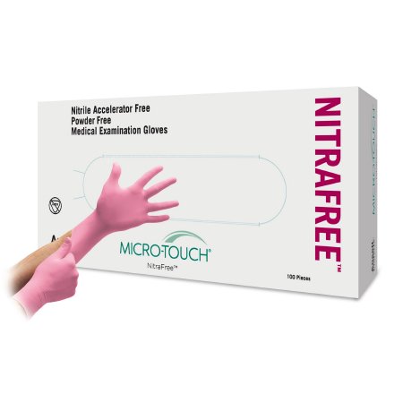 Micro-Touch NitraFree - Exam Glove X-Small NonSterile Nitrile Standard Cuff Length Textured Fingertips Pink Chemo Tested - 6034510