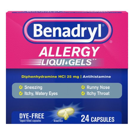 Benadryl - Allergy Relief 25 mg Strength Gelcap 24 per Box - 10312547170212