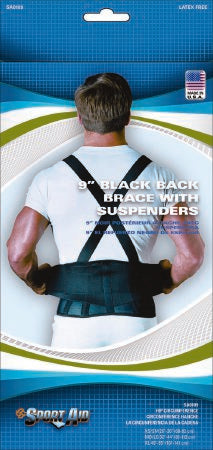 Scott Specialties Sport-Aid Back Support Belt Medium / Large Hook and Loop Closure 32 to 44 Inch 9 Inch Unisex - SA0109 BLA M/L