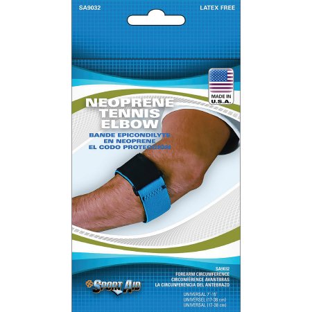 Sport-Aid - Tennis Elbow Support One Size Fits Most D-Ring / Hook and Loop Strap Closure Strap Left or Right Arm 7 to 15 Inch Forearm Circumference Blue - SA9032 BLU UN
