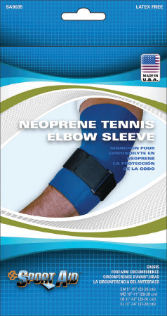 Scott Specialties Sport-Aid Elbow Sleeve Medium Hook and Loop Closure Tennis with Tension Strap Left or Right Elbow 10 Inch Long - SA9035 BLU MD