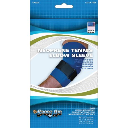 Sport-Aid - Tennis Elbow Support Medium Pull On / D-Ring / Hook and Loop Strap Closure Sleeve with Strap Left or Right Arm 10 to 11 Inch Forearm Circumference Blue - SA9035 BLU MD