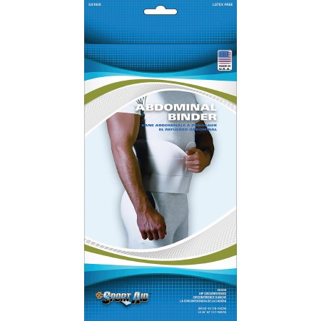 Sport-Aid - Abdominal Binder Large Hook and Loop Closure 46 to 62 Inch Waist Circumference 9 Inch Height Adult - SA1930 WHI LG
