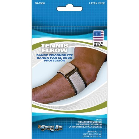 Sport-Aid - Tennis Elbow Support One Size Fits Most D-Ring / Hook and Loop Strap Closure Strap Left or Right Elbow 3 Inch Width Beige - SA1960 BEI UN