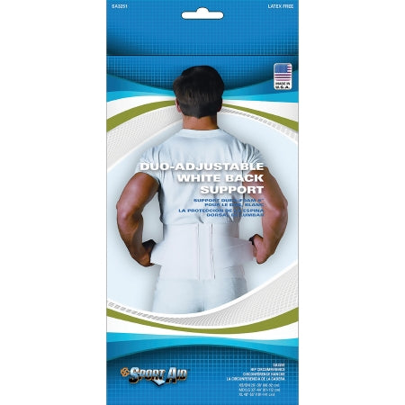 Sport-Aid - Back Support Medium / Large Hook and Loop Closure 32 to 44 Inch Waist Circumference 9 Inch Height Adult - SA3251 WHI M/L