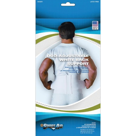 Sport-Aid - Back Support X-Large Hook and Loop Closure 40 to 55 Inch Waist Circumference 10 Inch Back Height Adult - SA3251 WHI XL