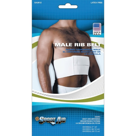 Sport-Aid - Rib Belt One Size Fits Most Hook And Loop Closure 6 Inch Height Adult - SA3812 WHI UNM