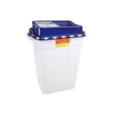 Becton Dickinson BD Pharmaceutical Waste Container 26-1/4 H X 20 W X 14-3/4 D Inch 19 Gallon White Base / Blue Lid Vertical Entry Slide Top - 305328