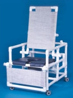 IPU IPU Commode / Shower Chair ipu Fixed Arm PVC Frame Reclining Back 21 Inch Height - SCC260 RC